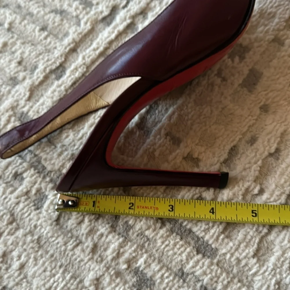 Christian Louboutin Slingback Pointed Toe Heels - Merlot Red